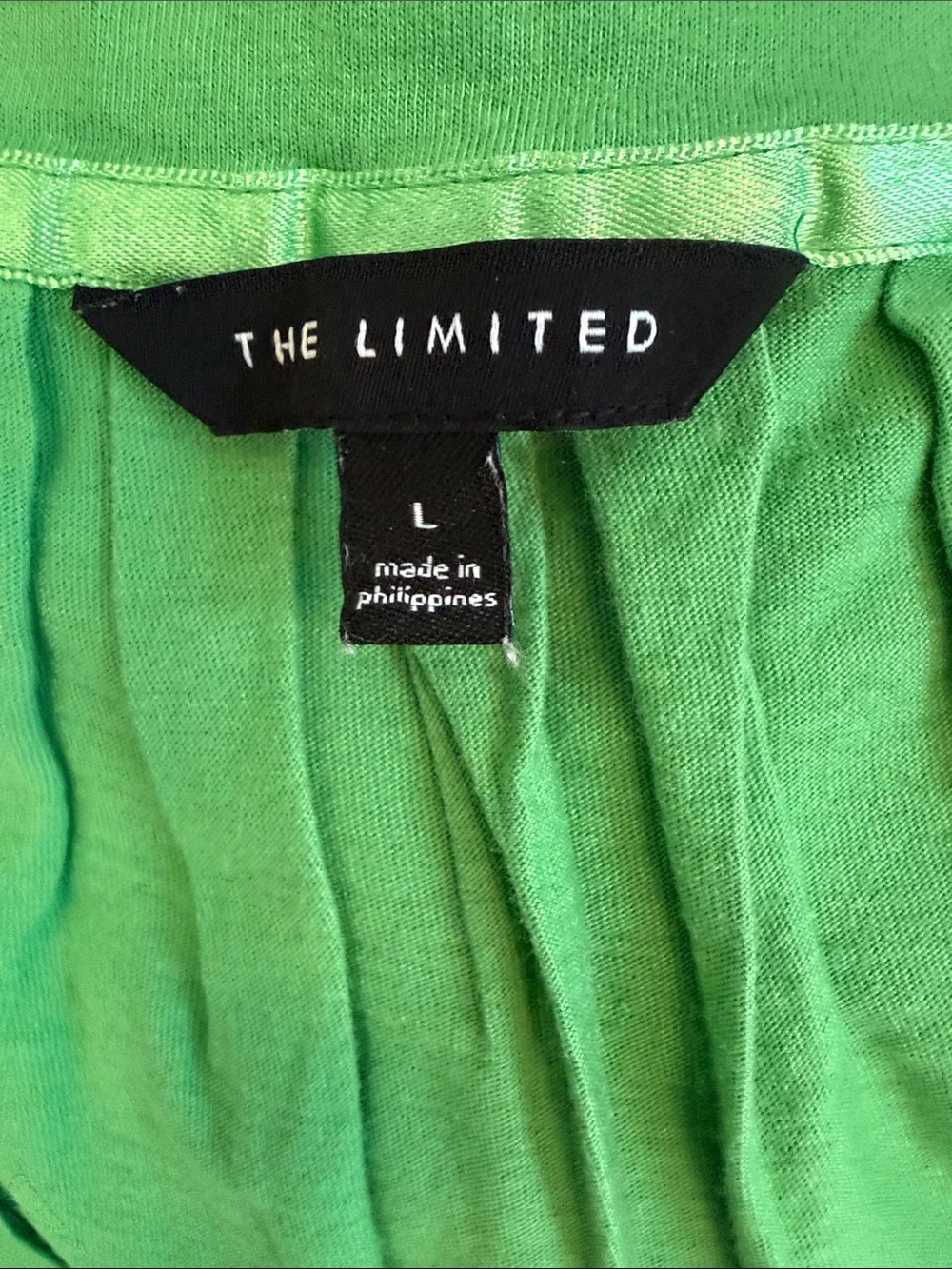 The Limited Bright Green V-Neck Pleated Short Sleeve Tee - Picture 2 of 4